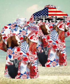 Nubian Goat Lovers United States Flag Hawaiian Shirt