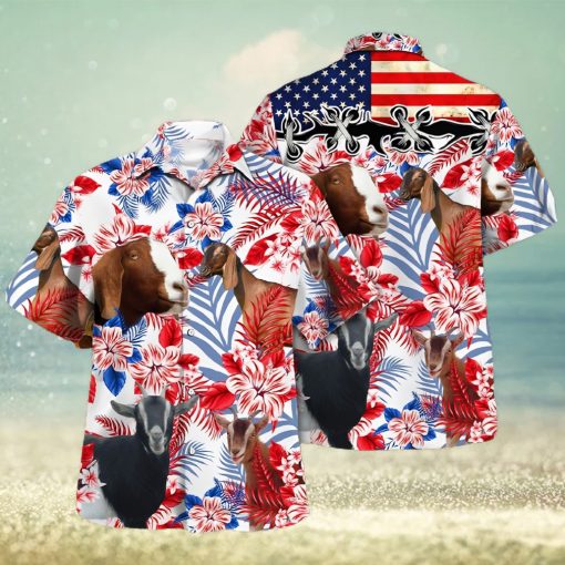 Nubian Goat Lovers United States Flag Hawaiian Shirt