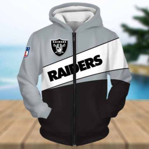 Oakland Raiders Zip Hoodie 3D Long Sleeve Pullover new season