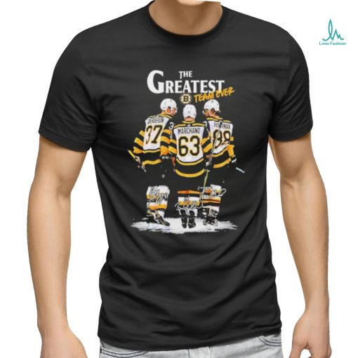 Official Boston Bruins The Greatest Team Ever Bergeron Marchand Pastrnak Signature Shirt