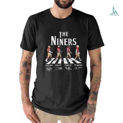 Official The Niners Steve Young Jerry Rice Ronnie Lott Joe Montana Abay Road Signatures Shirt