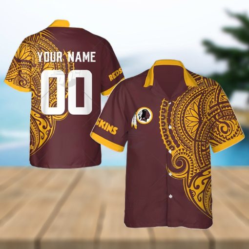 Personalize NFL Washington Redskins Polynesian Tattoo Design Hawaiian Shirt