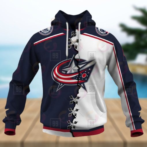 Personalized NHL Columbus Blue Jackets Mix Jersey 2023 3D Hoodie