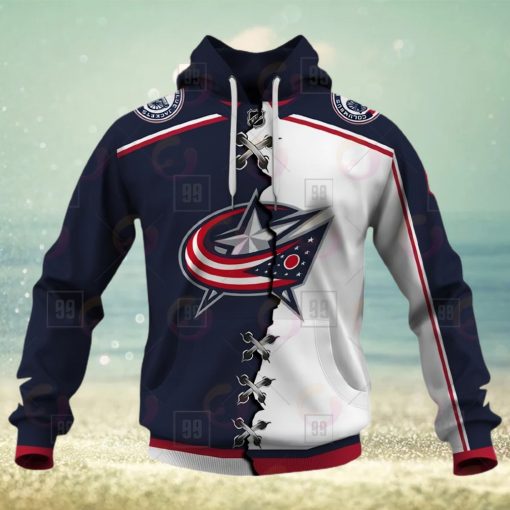 Personalized NHL Columbus Blue Jackets Mix Jersey 2023 3D Hoodie