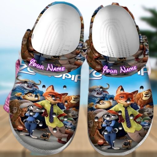 Personalized Name Zootopia Crocs Clogs Shoes Comfortable For Mens Womens