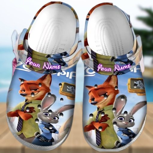 Personalized Name Zootopia Crocs Shoes Comfortable For Mens Womens