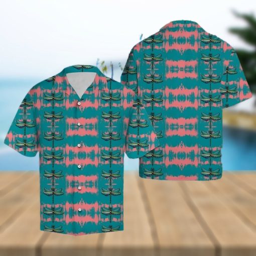 Pink Brushstroke Dragonfly Hawaiian Summer Beach Shirt