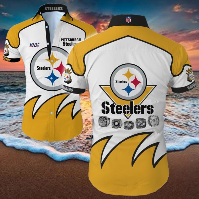 Pittsburgh Steelers Big Logo Hawaiian Summer Beach Shirt