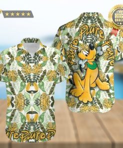 Pluto Dog Green Yellow Floral Disney Cruise 2023 Disney Hawaiian Shirt