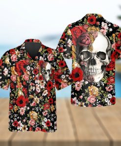 Red Flower Happy Summer Skull Hawaiian Shirt