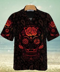 Red Mexican Sugar Skull Hawaiian Shirt Day Of The Dead Skull Shirt