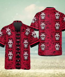 Red Pattern Color Skull Hawaiian Shirt