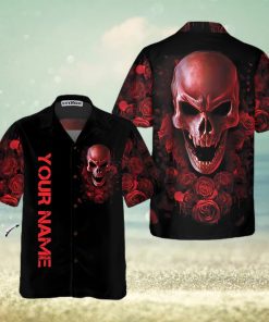 Red Rose Gothic Skull Custom Name Hawaiian Shirt For Men Women Adult