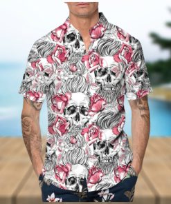 Rose Pattern Happy Summer Skull Hawaiian Shirt