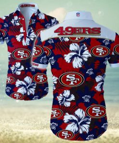 San Francisco 49ers Logo Dark Shirt Hawaiian Summer Beach Shirt Full Print