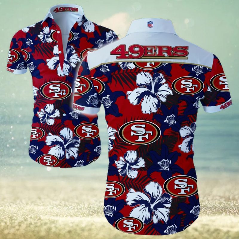 San Francisco 49ers Logo Dark Shirt Hawaiian Summer Beach Shirt Full Print