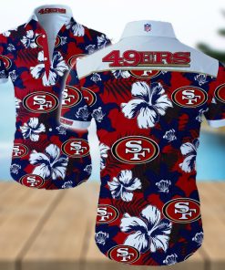 San Francisco 49ers Logo Dark Shirt Hawaiian Summer Beach Shirt Full Print