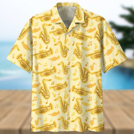 Saxophone Yellow Nice Design Unisex Hawaiian Shirt