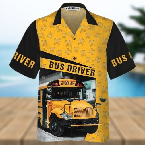 School Bus Driver Safely Delivering Hawaiian Shirt