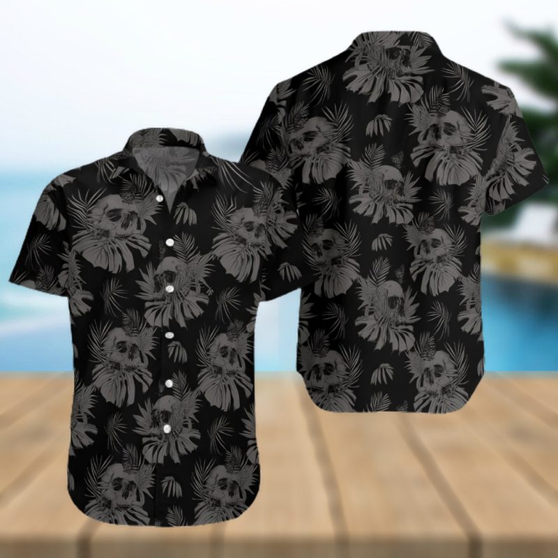 Seamless Gothic Skull With Butterfly Goth Hawaiian Aloha Shirts Aloha Shirts