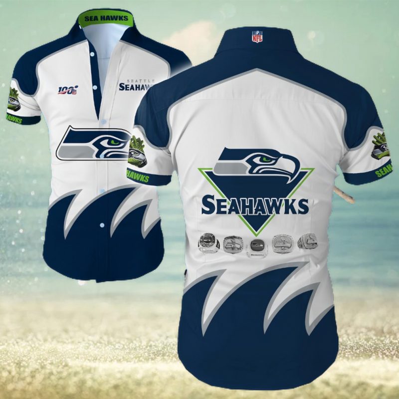 Seattle Seahawks Big Logo Hawaiian Summer Beach Shirt Full Print