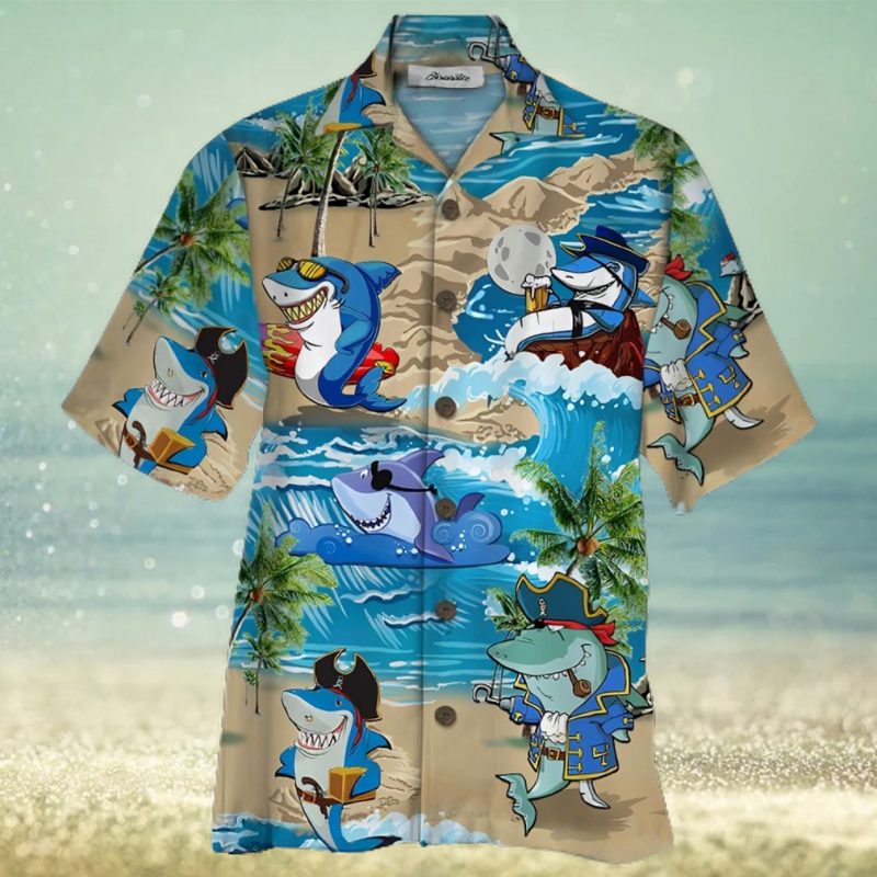 Shark Colorful Awesome Design Unisex Hawaiian Shirt