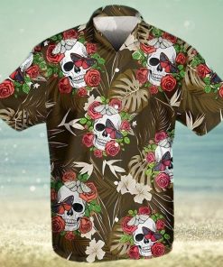 Shop Flowers Skull Summer Vibe Rose Tropical Hawaiian Aloha Shirts