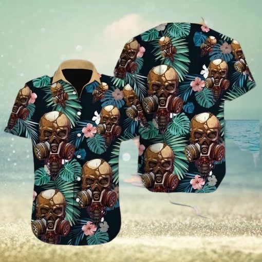 Skull Aloha Hawaiian Shirt Colorful Short Sleeve Summer Beach Casual Shirt