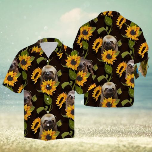 Sloth Sunflower Hawaiian Summer Beach Shirt Full Over Print