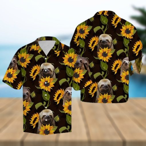 Sloth Sunflower Hawaiian Summer Beach Shirt Full Over Print