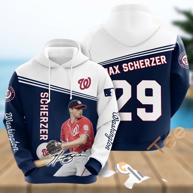 Sports Baseball Mlb Washington Nationals Max Scherzer Usa Hoodie 3D