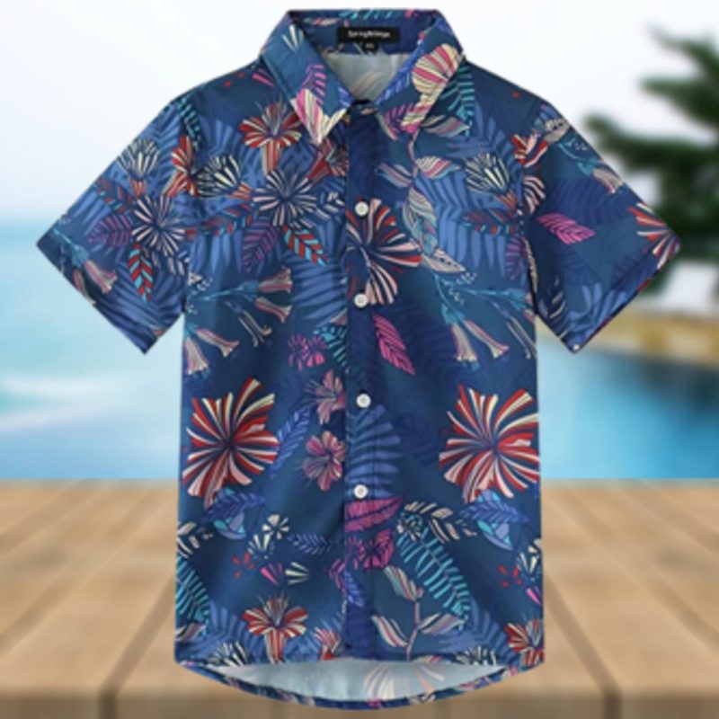 Spring Gege Boys  Short Sleeve Hawaiian Shirt