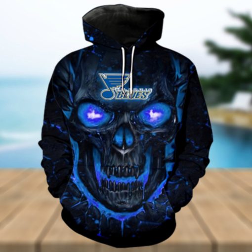 St. Louis Blues Halloween Hoodie 3D cheap Skulls Pullover Style #1