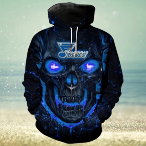 St. Louis Blues Halloween Hoodie 3D cheap Skulls Pullover Style #1