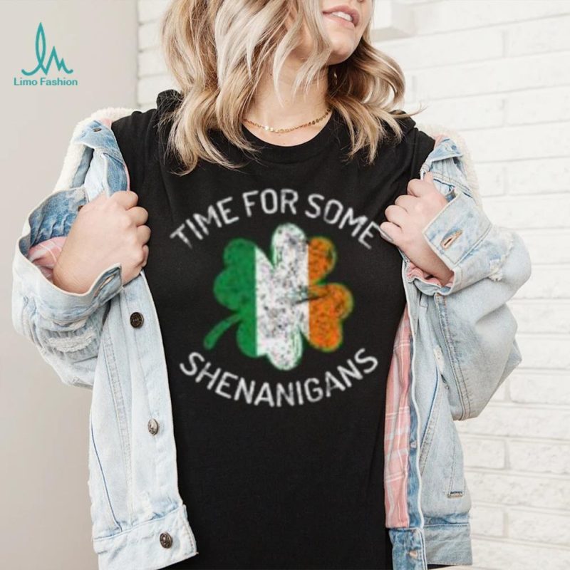 St. patrick’s day time for some shenanigans clover irish flag shirt