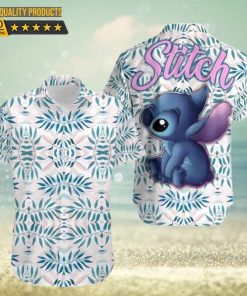 Stitch Blue Leaves Pattern Disney Cruise 2023 Disney Hawaiian Shirt