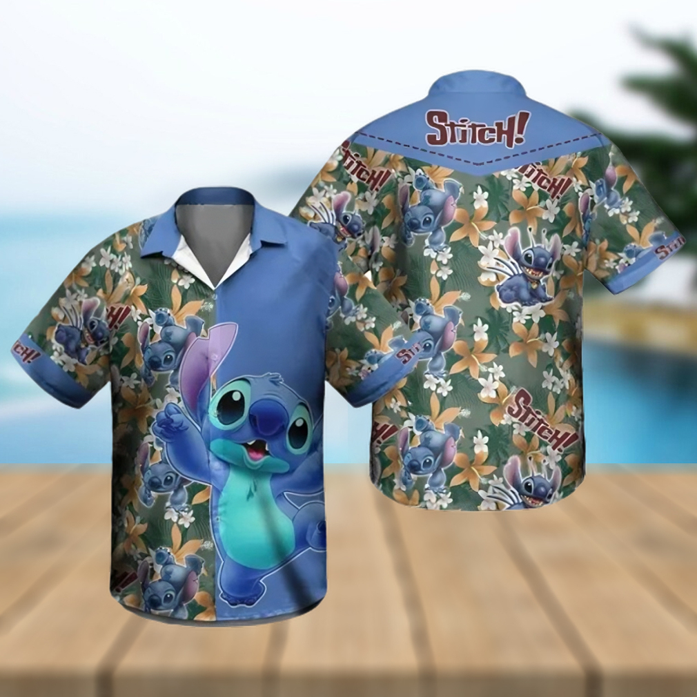 Disney Lilo & Stitch Light Blue Short Sleeve Hawaiian Shirt