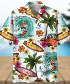 Surfing White Awesome Design Unisex Hawaiian Shirt