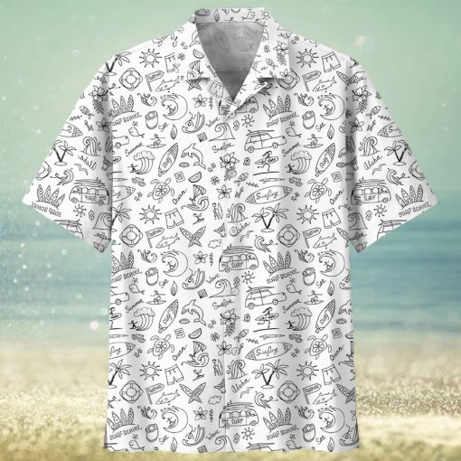 Surfing White High Quality Unisex Hawaiian Shirt
