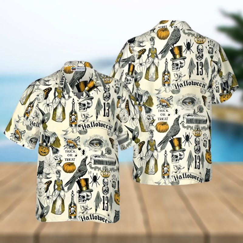 Trickery Halloween Pattern Hawaiian Shirt