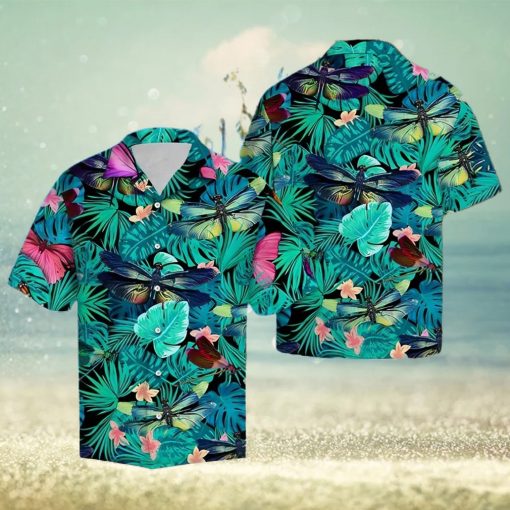 Tropical Forest Dragonfly Hawaiian Summer Beach Shirt Full Over Print