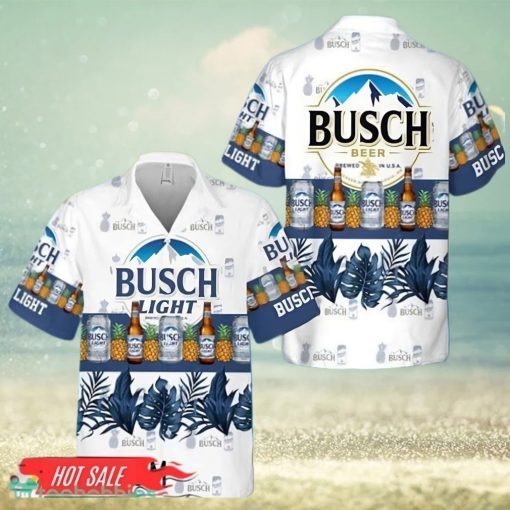 Tropical Pineapple Busch Light Short Sleeve Hawaiian Shirt