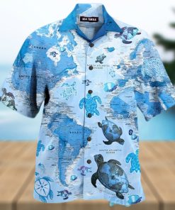 Turtle Blue Map Hawaiian Shirt