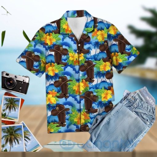 Vintage Cowboy Hibiscus Tropical Hawaiian Shirt