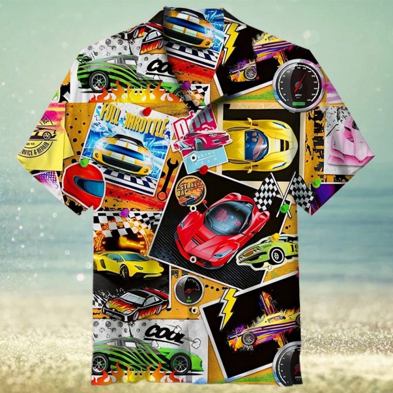 Vintage Racing Car Pattern 3D Print Hawaiian Shirt