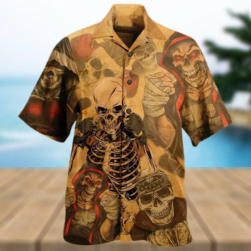 Vintage Skull Boxing King Hawaiian Aloha Shirt