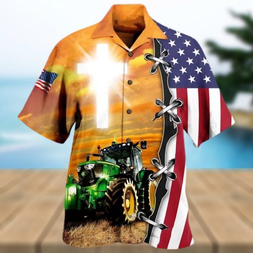 Vintage USA Farmer Tractor Hawaiian Shirt
