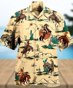 Western Cowboy Men s Hawaiian Shirt Horse Lovers Casual Short Sleeve Button Down Hawaiian Shirts