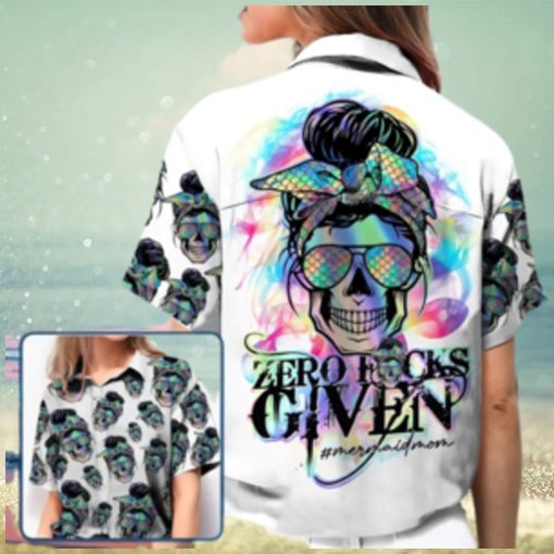 Zero Fucks Given Skull Mermaid Mom Hawaiian Aloha Shirt