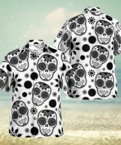 black white art skull trending hawaiian shirt